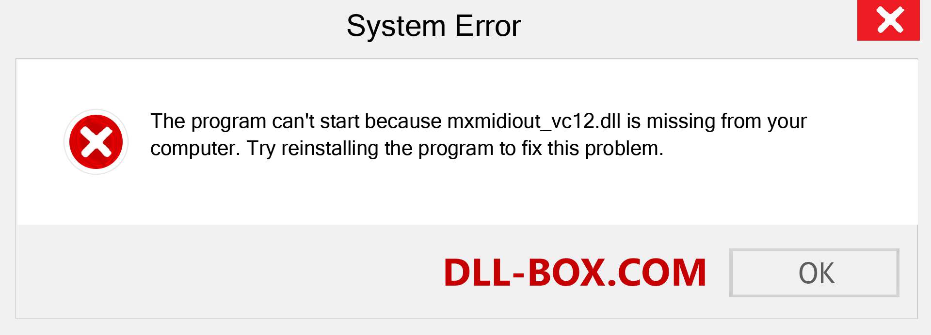  mxmidiout_vc12.dll file is missing?. Download for Windows 7, 8, 10 - Fix  mxmidiout_vc12 dll Missing Error on Windows, photos, images